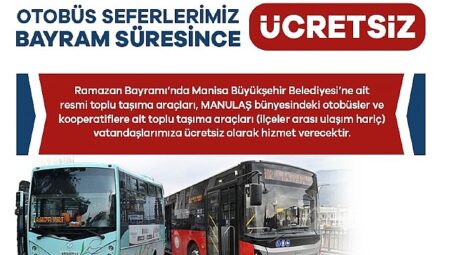 Manisa’da Bayram Süresince Toplu Ulaşım Ücretsiz Olacak