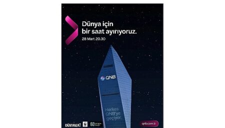 QNB Türkiye, Dünya Saati kapsamında Kristal Kule’de ışıklarını bir saatliğine kapattı