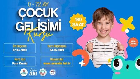 Nevşehir Belediyesi’nde “0-72 Ay Çocuk Gelişimi” Kursu Açılacak