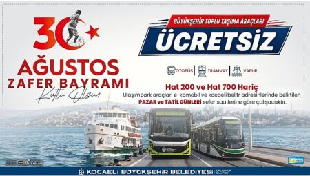 Zafer Bayramı’nda Kocaeli’de ulaşım ücretsiz