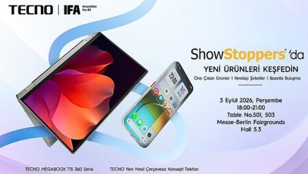 TECNO, Yeni Nesil Çerçevesiz Konsept Telefonunu ve 360° Menteşeli MEGABOOK T15 360 Pro Modelini IFA ShowStoppers® 2026’da Sahneye Çıkarıyor